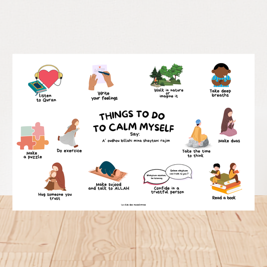 Actions à faire pour me calmer – Affiche éducative islamique