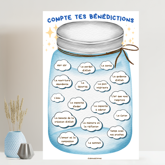 Compte tes bénédictions – Affiche éducative islamique