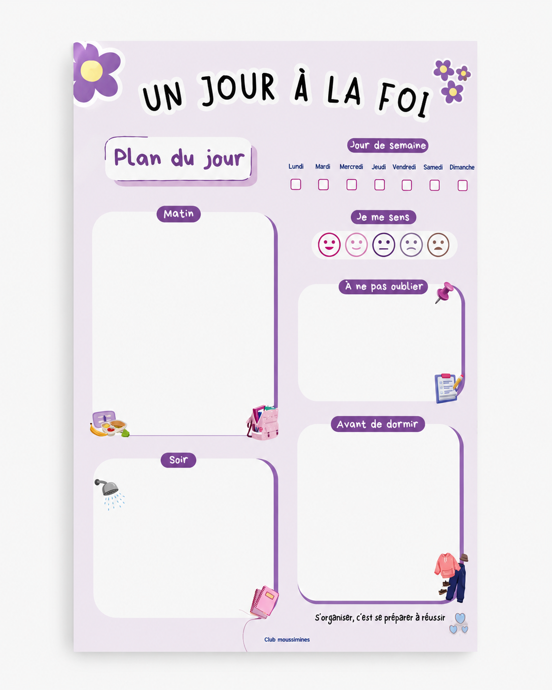 Un jour à la fois – Bloc planificateur quotidien
