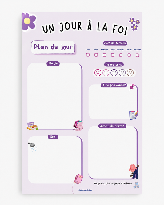 Un jour à la fois – Bloc planificateur quotidien - Club muslimeen