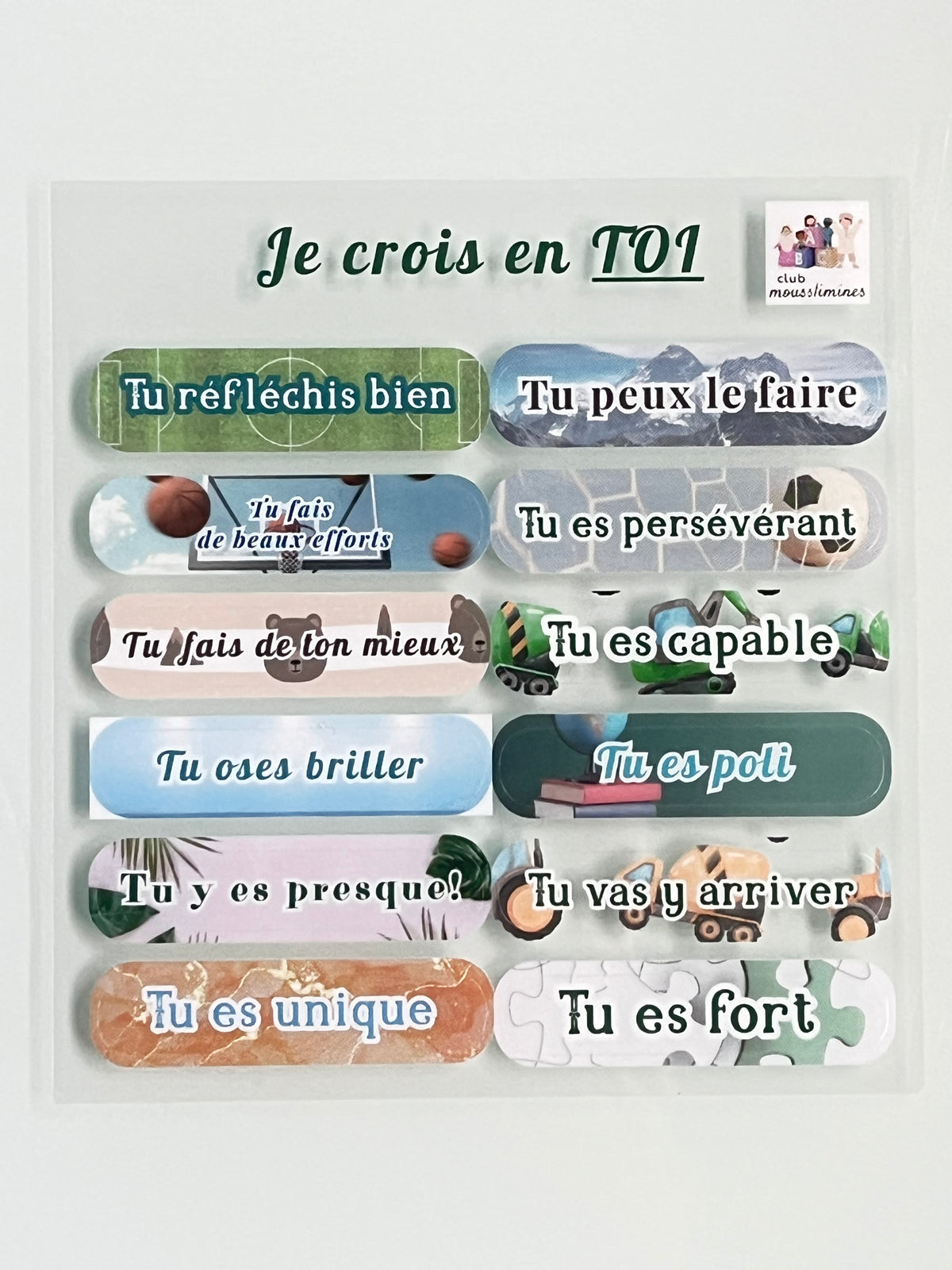 Autocollants « Je crois en toi » – Affirmations positives